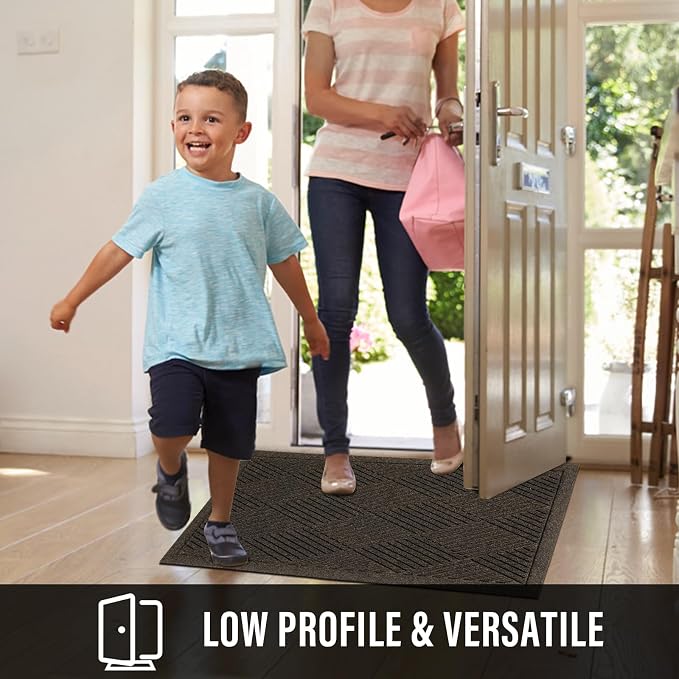 HIYARD Sturdy Front Door Mat, Absorbent Muddy Dirt Resist Welcome Door Mats Outdoor Indoor, Stain and Fade Resistant, Non-Slip Rubber Backing Low Profile Doormat for Entryway, 47×32, Brown - Image 5