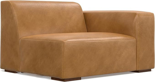 SIMPLIHOME Rex Right-Arm Sofa Module in Full-Grain Genuine Leather, Sienna, 44-inches Wide, Handcrafted Modern-Style Right-Arm Accent Chair for Living Room and Family Room