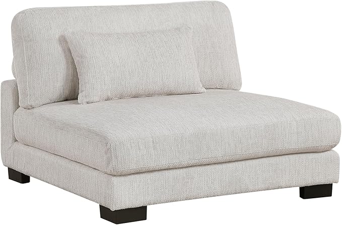 Lexicon Modular Sectional Sofa for Living Room, Textured Microfiber Armless Chair with Pillow, Units of Modular Sectional Couch, Upholstered Chair for Customizable Sectional Sofa Couch, Beige