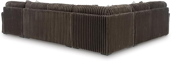 Signature Design by Ashley Midnight-Madness Casual U-Shaped Anti Sag 4-Piece Sectional with Chaise, Reversible Seat Cushions and 9 Accent Pillows, Dark Brown
