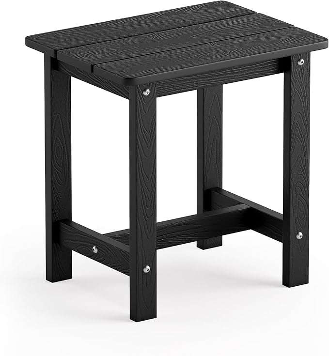 LUE BONA Outdoor Side Table, HDPS Small Outdoor Adirondack Side Tables, Outside End Table for Patio, Porch, Deck, Pool, Weather Resistant/Easy Maintenance, Black by LUEBONA