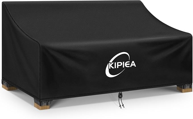 Kipiea Patio Sofa Cover, Heavy Duty Outdoor Couch Covers Waterproof Winter, 2-Seat Patio Furniture Cover Loveseat, Outdoor Sofa Covers with Anti UV and No Tears, No Fading (58"W x 30"D x 31"H) by Kipiea