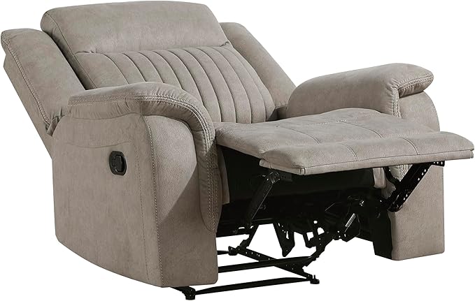 Lexicon Manual Recliner Chair, Polished Microfiber Reclining Sofa Chair, Home Theater Seating, Wall Hugger Manual Recliner for Living Room/Office/Apartment, Dove
