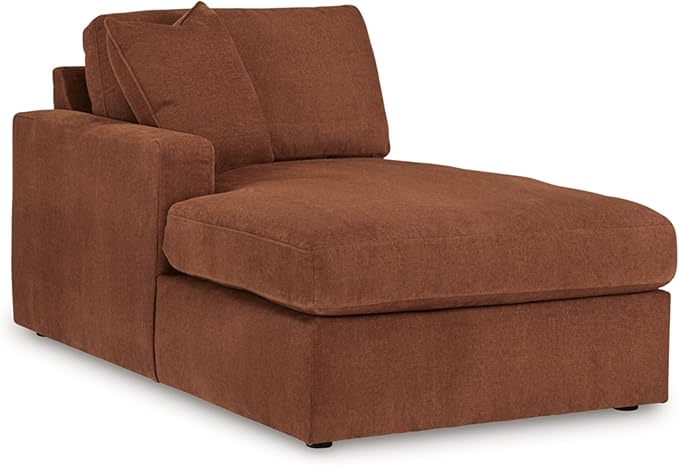 Signature Design by Ashley Modmax Stain Resistant Minimalist Modular Anti Sag Left-Arm Facing 4-Piece Sectional with Chaise, Loose Reversible Cushions and 2 Accent Pillows, Orange