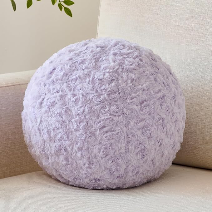Ball Pillow, Decorative Round Pillow for Couch n, Circle Throw Pillows, Perfect Ball Pillows for Couch, Stylish Decorative Pillows, Versatile Round Throw Pillow (Lavender Purple, Medium-11.8 Inches)