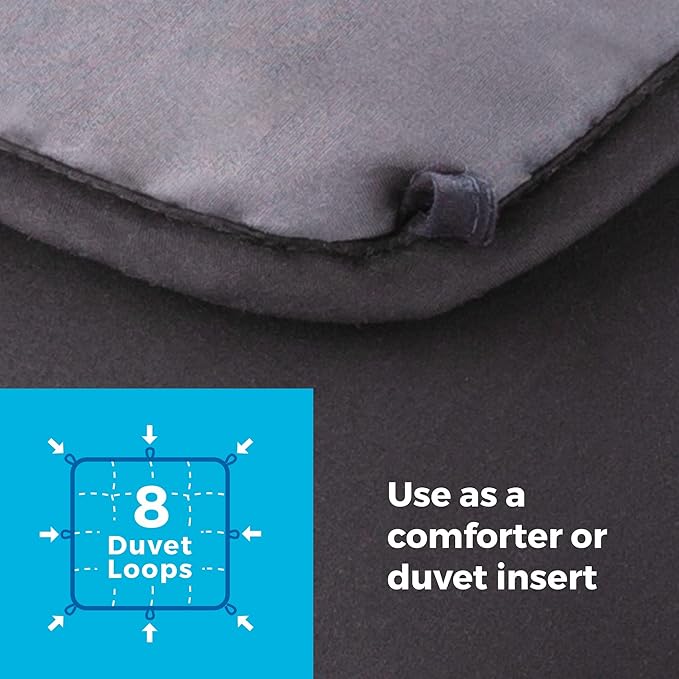 Linenspa Reversible Down Alternative Comforter and Duvet Insert, for Twin XL Size Bed – All-Season Comforter with Box Stitch and 8 Duvet Loops – Bedding for Kids, Teens, and Adults – Black / Graphite