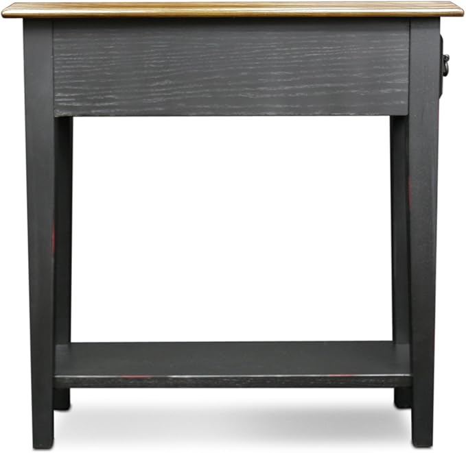 Leick Home Haven Ridge Narrow End Table, Solid Wood, with Drawer and Shelf, for Living Room and Small Spaces, Medium Oak and Black, 9017-SL