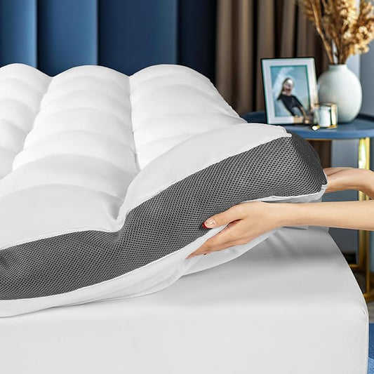 4 Inch Mattress Topper Queen Size - 2000 GSM Pillow Top Memory Foam Mattress Topper Extra Thick Support for Back Pain Relief,Breathable Cover with 6"-18" Deep Pocket (Queen,60"x80")
