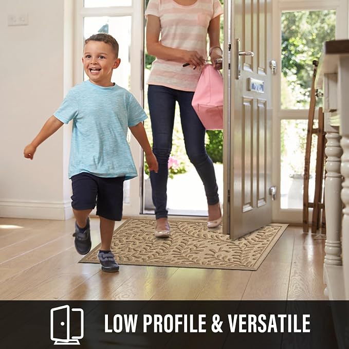 HIYARD Front Door Mat, Absorbent Dirt Trapping Welcome Door Mat Indoor Outdoor, Non Slip Entry Mat, Indoor Outdoor Door Mats, Fade Resistant, Low Profile Doormat for Entryway, 29??17, Beige - Image 5