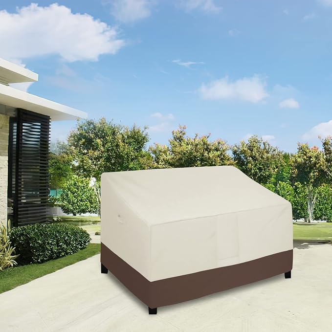 Easy-Going Waterproof Outdoor Loveseat, Heavy Duty 2-Seater Patio Couch, Windproof Furniture Cover with Air Vent (58Wx40Dx31H inch, Beige/Dark Brown) - Image 2