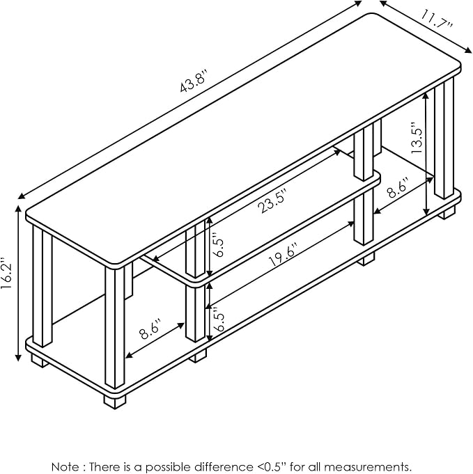 Furinno ‎20 Pounds Turn-N-Tube No Tools 3D 3-Tier Entertainment TV Stand up to 50 inch TV, Square Tubes, Americano/Black - Image 5