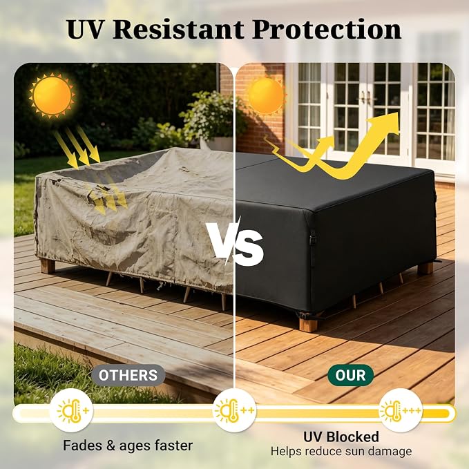 MR. COVER Heavy Duty Patio Furniture Covers, 900D Outdoor Furniture Cover Waterproof , Large Patio Set Covers Waterproof Outdoor for Dining Table and Chairs Combo, 113 x 76 x 28 Inch, Black - Image 7