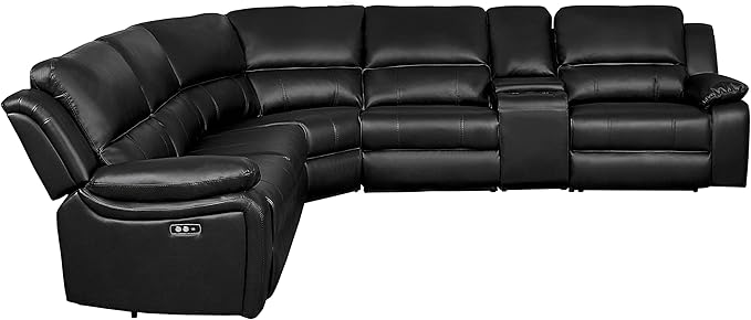 Lexicon Pfeiffer 6-Piece Modular Power Reclining Sectional Sofa, Dual-End Recliner, Dark Brown