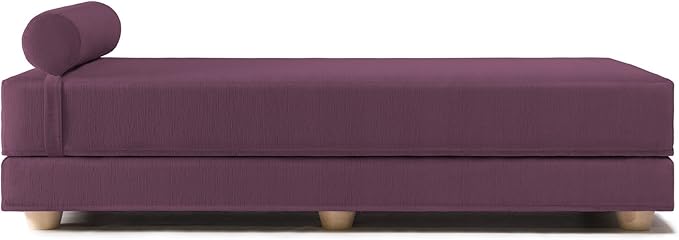 Jaxx Alon Daybed - Fold-Out Sleeper Chaise with Premium Memory Foam Queen-Size Mattress - Made in The USA - Pinot
