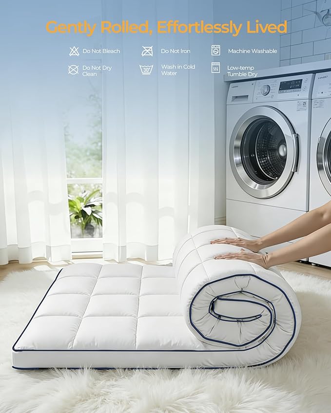 Queen Mattress Topper,Extra Thick Mattress Pad Cover for Deep Sleep,3D+7D Snow Down Alternative Fill Overfilled Plush Pillow Top Mattress with 8-23 Inch Deep Pocket-White