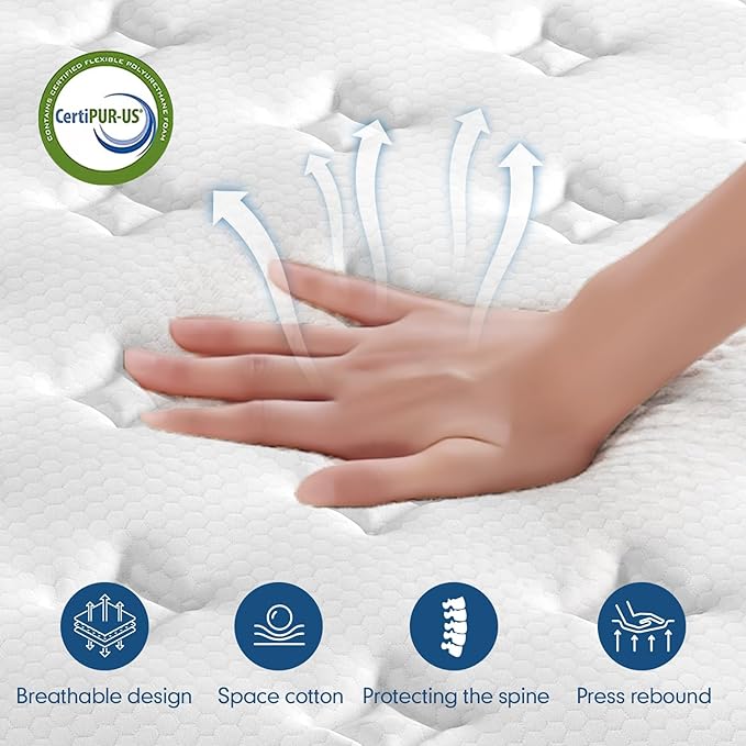 12 inch King Size Mattress,Hibrid Memory Foam Mattress in A Box, Independent Pocketed Spring for Pressure Relief, Motion Isolation for Deep Sleep,Skin-Friendly and Breathable Cotton