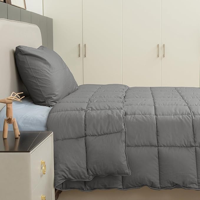 sunflower King Duvet Insert Comforter Down Alternative Filling Cotton Shell All Season Hypoallergenic Warm Breathable Noiseless Steel Gray Machine Washable 88"x104"with Corner Taps