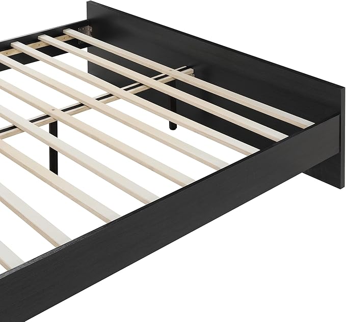 KISLOT 3 Pieces Bedroom Set, Wood Bed Frame with Upholstered Headboard & 2 Nightstands with Storage, Wooden Platform Mattress Foundation Farmhouse Bedroom Furniture Set