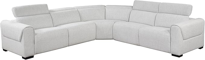 Lexicon Power Reclining Sectional Couches for Living Room-Modular Sectional Sofa, Wall Hugger, 3 Recliner Seats, Power Headrests, Charging Ports, 5 Seater Couch, Chenille Cloud