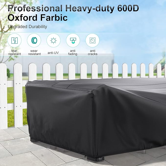 Patio Furniture Covers, Heavy Duty Outdoor Furniture Cover Waterproof, Sectional Sofa Set Covers Table and Chair Set Cover 111" L × 74" W × 28" H - Image 6