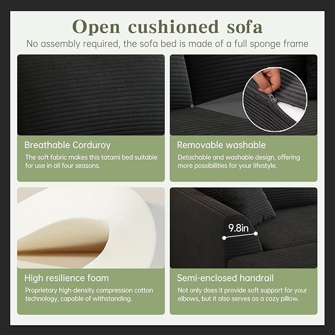 106" Cloud Sofa Bed Sectional,Reversible Sectional Sofa Bed， Reversible Chaise Sleeper Couch with Plush High-Density Foam, Easy Setup No Tools Required, Modern Living Room Furniture