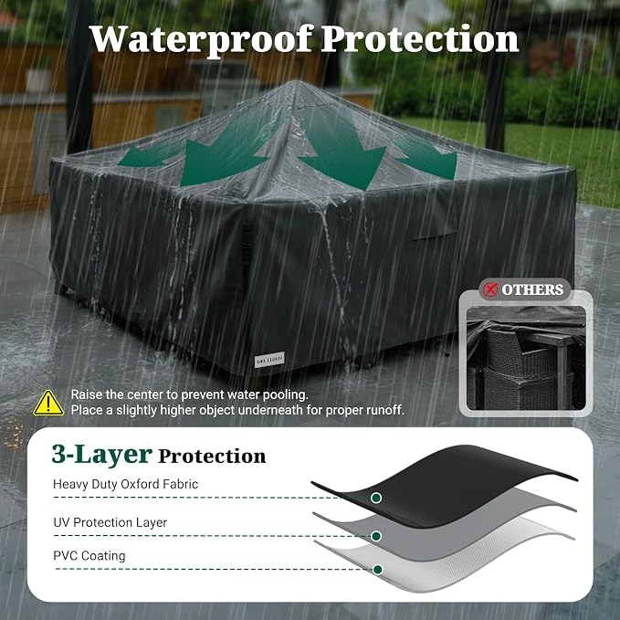 MR. COVER Heavy Duty Patio Furniture Covers, 900D Outdoor Furniture Cover Waterproof , Large Patio Set Covers Waterproof Outdoor for Dining Table and Chairs Combo, 113 x 76 x 28 Inch, Black - Image 6