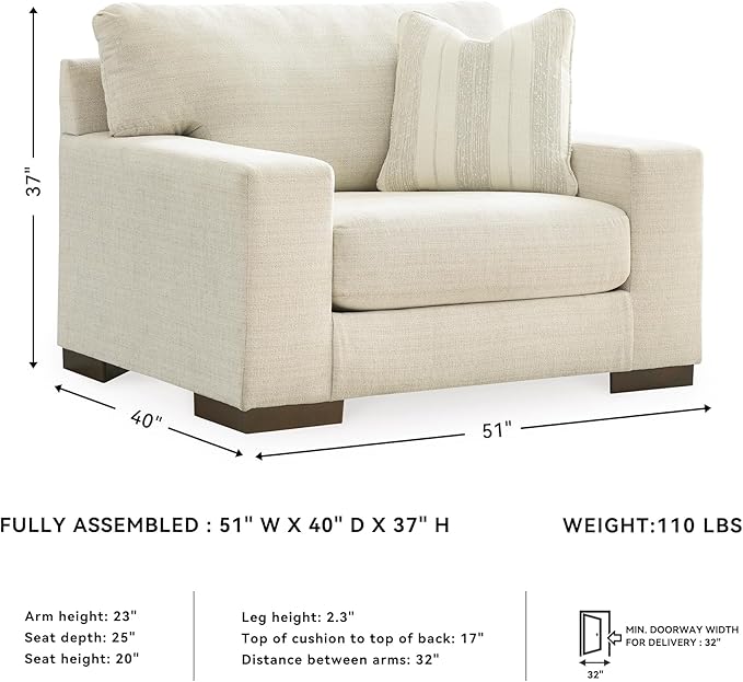 Signature Design by Ashley Maggie Contemporary Upholstered Chair and a Half, Beige