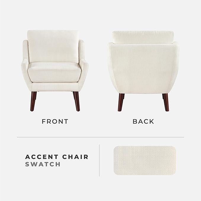 Lexicon Modern Wingback Accent Chair, Chenille Fabric Upholstered Lounge Reading Arm Chair, Solid Wood Legs for Living Room, Bedroom, Supportive Padded Pocket Coil Seat, Easy Assembly, Beige