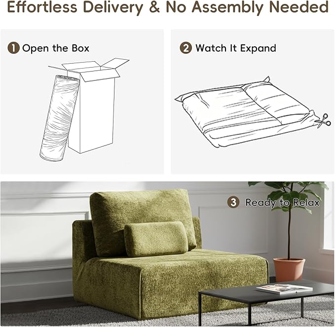 Modular Sectional Sofa, 3-Piece Green Plush Velvet Couch Loveseat, No-Assembly Compressed Deep-Seat 3-Seat for Living Rooms Family Spaces Reading Nooks