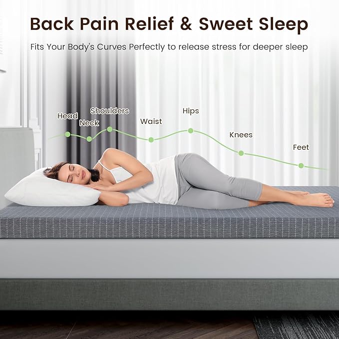 3 Inch Firm King Mattress Topper with Cooling Gel & Bamboo Charcoal, Firm King Memory Foam Mattress Topper for Pain Pressure Relief, CertiPUR-US Certified, Removable Cover