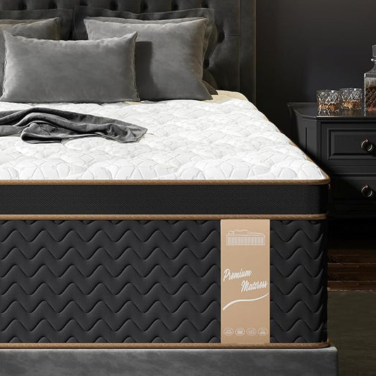 Firm Queen Mattress 10 Inch, Cooling Hybrid Bed in a Box, 7-Zones Individual Pocket Spring, Motion Isolation, Targeted Hip/Shoulder/Lumbar Support, Fiberglass-Free, 365-Night Trial, CertiPUR-US