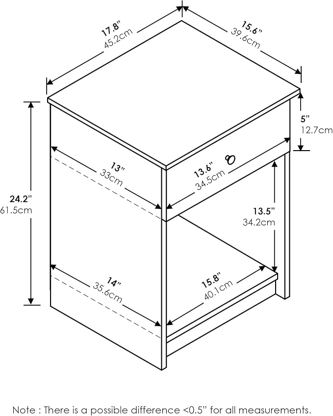 Furinno Tidur Nightstand, 2-Pack, White - Image 3