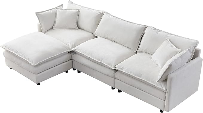 105" Oversized Modular Cloud Sectional Sofa Free Convertible L-Shaped Corner Sectional with Movable Ottoman, Chenille Upholstered Multiple Cushions Cloud Sofa Couches | Easy to Assemble