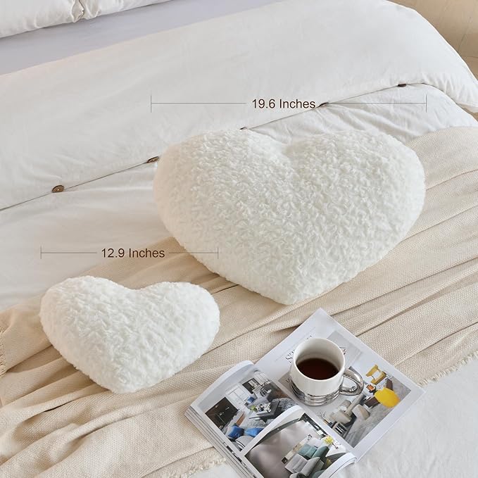 Heart Pillow, Soft Heart Shaped Pillow with Room Decorative Throw Pillows for Bed Couch Chair Sofa, Heart Shaped Cute Throw Pillow Cushion for Bedroom Living Room (Lavender, Large 19.6" x 15.7")