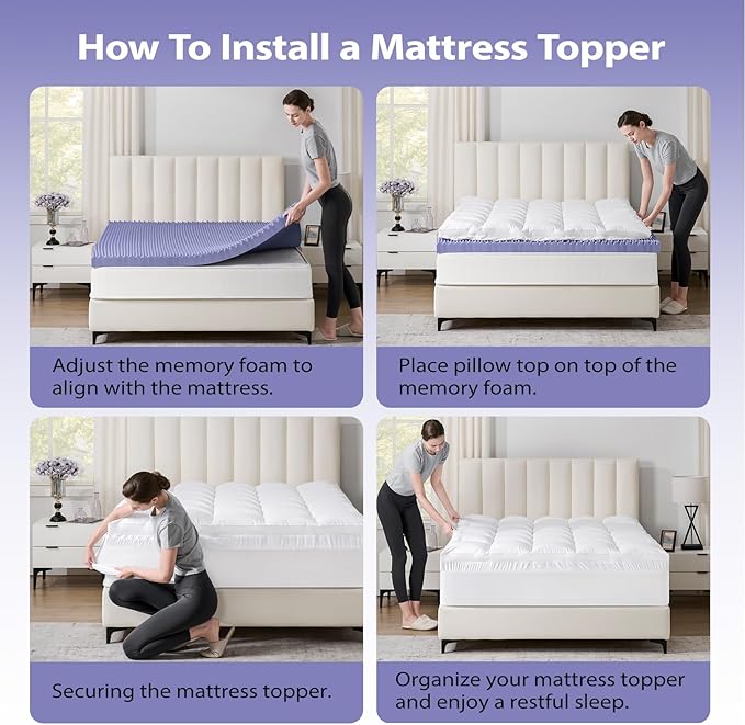downluxe 4 Inch Twin Memory Foam Mattress Topper Pro Dual Layer 2 Inch Cooling Gel Egg Crate Memory Foam Plus 2 Inch Pillow Top Medium Firm with Deep Pocket