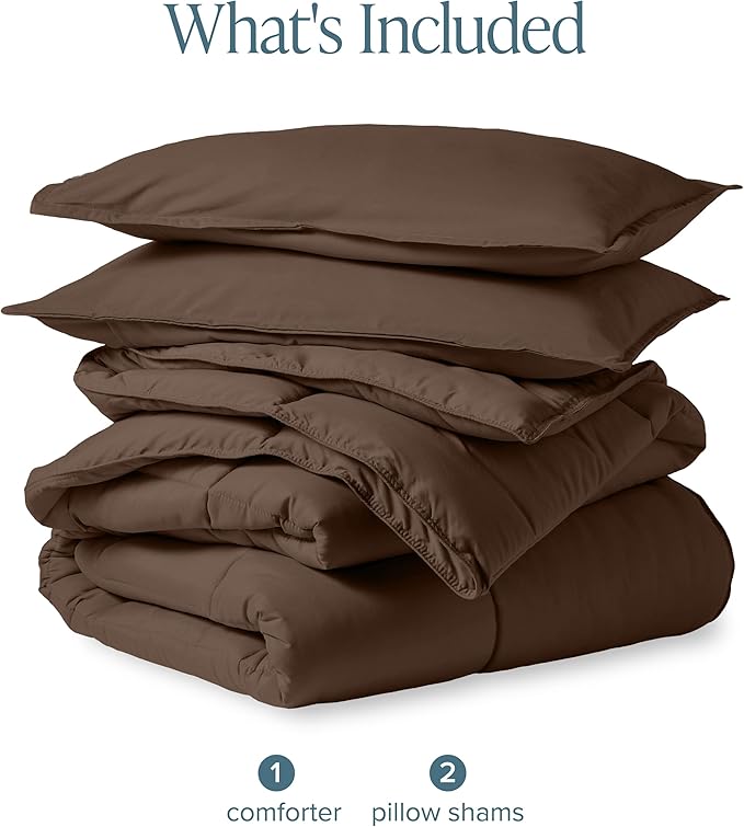 Bare Home Comforter Set - California King Size - Ultra-Soft - Goose Down Alternative - Premium 1800 Series - All Season Warmth (California King, Cocoa)