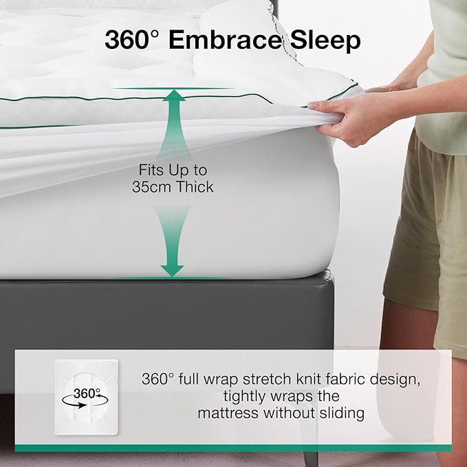 Novilla CL King Mattress Topper, Extra Thick Pillow Top Mattress Pad, Down Alternative Fill Breathable Cotton Cover, 8-21" Deep Pocket Soft Bed Topper for Back Pain Relief