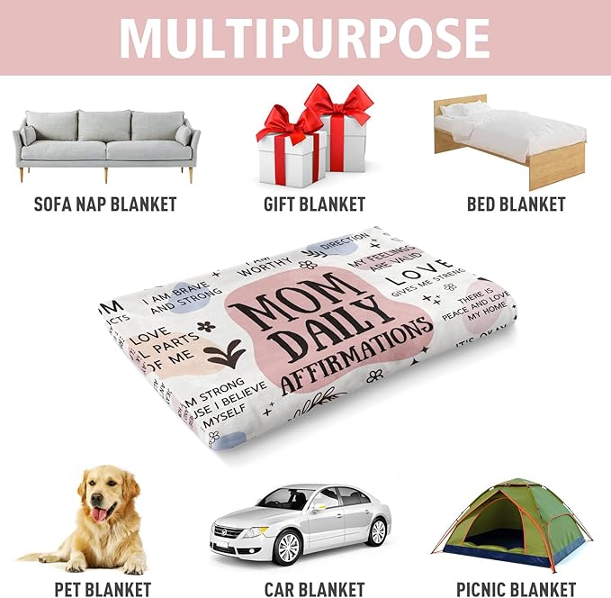 BaubleDazz First Mothers Day New Mom Gifts Blanket, Mama Daily Affirmations, Postpartum Pregnancy Gift for First Time Moms, Mommy to Be, Mama, New Mom Essentials, Birthday Gifts for Moms(50" x 60")