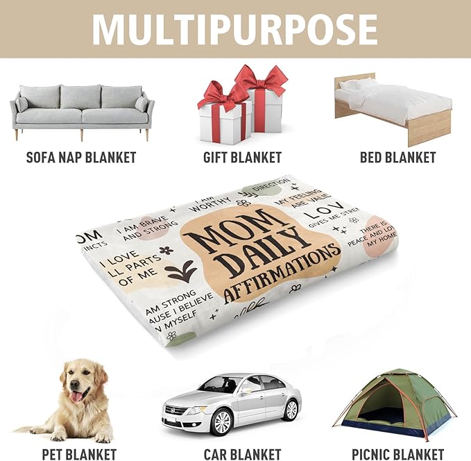 BaubleDazz First Mothers Day New Mom Gifts Blanket, Mama Daily Affirmations, Postpartum Pregnancy Gift for First Time Moms, Mommy to Be, Mama, New Mom Essentials, Birthday Gifts for Moms(80" x 60")
