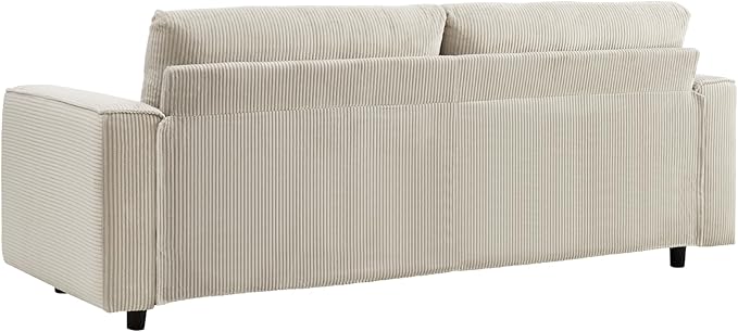 AC Pacific Derek 3 Piece Modern Corduroy Couches for Living Room, Tufted Sofas with Plush Upholstery, High-Density Foam, Sleek Black Legs, Durable Wooden Frame, Sofa, Loveseat and Chair Set, Beige