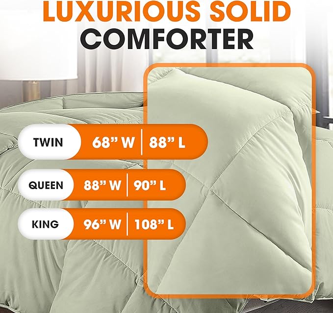 Cheer Collection Down Alternative Comforter - Ultra-Soft & Cozy Twin Size Duvet Insert, Lightweight Down Comforter for All-Season Warmth, Plush Bedding Twin Comforter, Sage Green