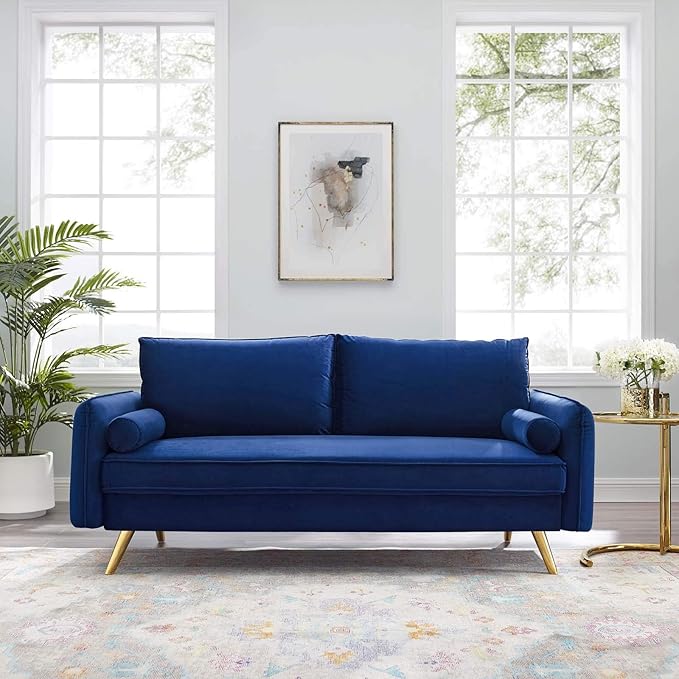 Modway Revive Performance Velvet Sofa, Navy