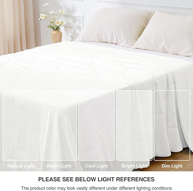 Love's cabin Cooling Comforter Queen Size, Double Sided Cooling Blankets for Hot Sleepers, Q-Max>0.4 Instant Cool-to-Touch, 2X Breathable & Moisture-Wicking, Oeko-TEX Certified, 90"x90" White