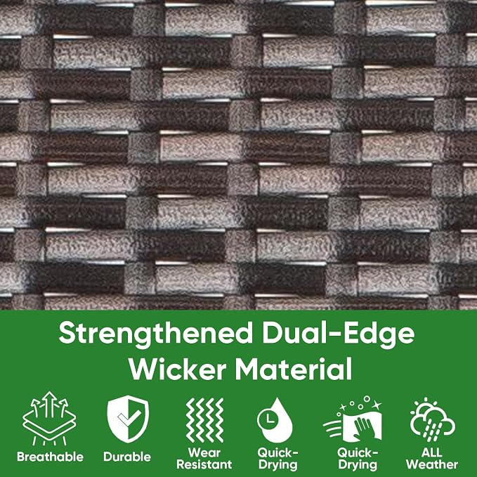 Outdoor Wicker Patio Dining Chairs with Padded Cushions Set of 4: Porch Rattan Chairs Club Chairs with High Back and Deep Seating 350lbs, Brown - Image 7