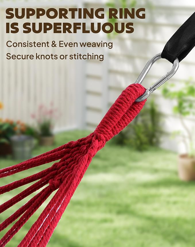 ANYOO Cotton Hammocks Portable Hammock with Tree Straps Easy Setup Indoor/Outdoor Hanging Bed 550lb Capacity Perfect for Backyard Camping Travel - Image 4