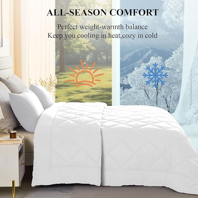120x98 Oversized King Comforter,Super King Size Comforter Oversized, All Season Soft Lightweight Quilt Down Alternative Duvet Insert with 8 Corner Tabs(120x98, White)