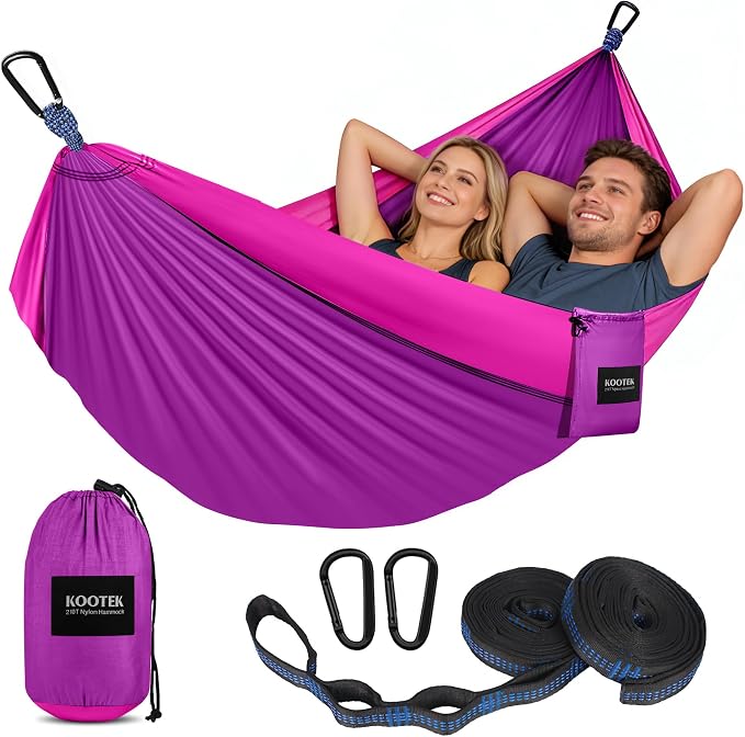 Kootek Camping Hammock, Portable Hammocks with Tree Straps & Attached Carry Bag, Camping Essentials Gear, Perfect for Outside Indoor Hiking Beach Backpack Travel by Kootek
