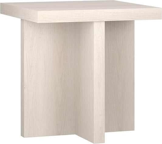Henn&Hart 22" Scandinavian Square End Table, Side Table, Nightstand with X-Base for Living Room, Office, Family Room, or Bedroom, Alder White