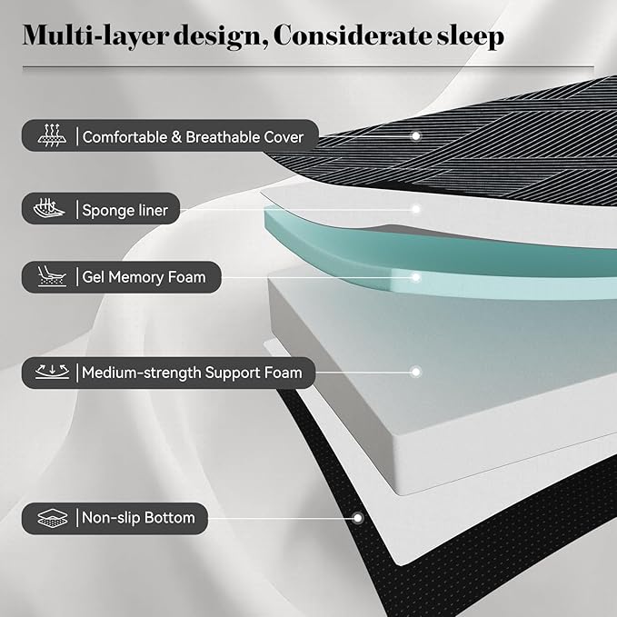Tri Folding Mattress Twin Size - Foldable Mattress Trifold Memory Foam Mat with Washable Cover, Handle & Non-Slip Bottom, Portable Foldable Floor Sofa Bed for Travel Camping Guest - 4 Inch, 75"x38"x4"