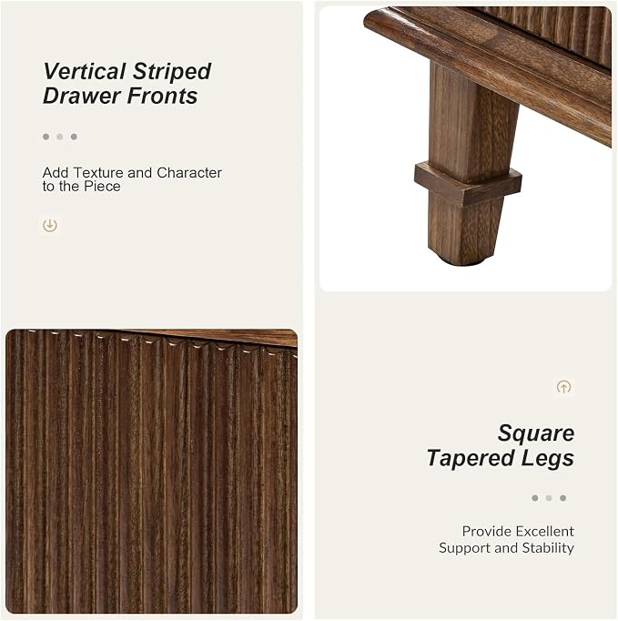 HULALA HOME French Country End Table, 30 inches Paulownia Wood End Table with Charging Station (Walnut, Set of 2) - Image 4